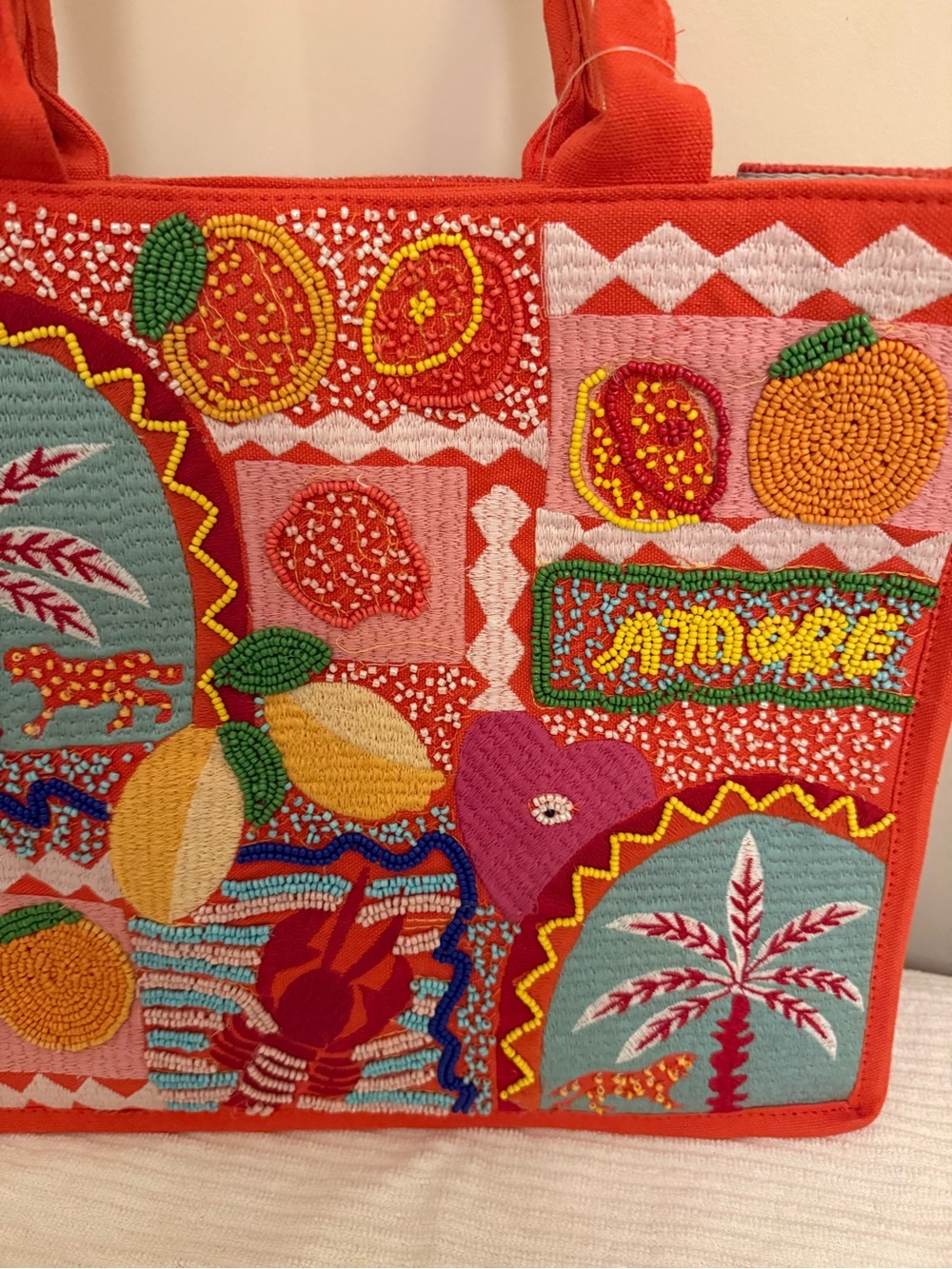 Colorful Beaded Tote Bag - orange - Picture 3 of 8